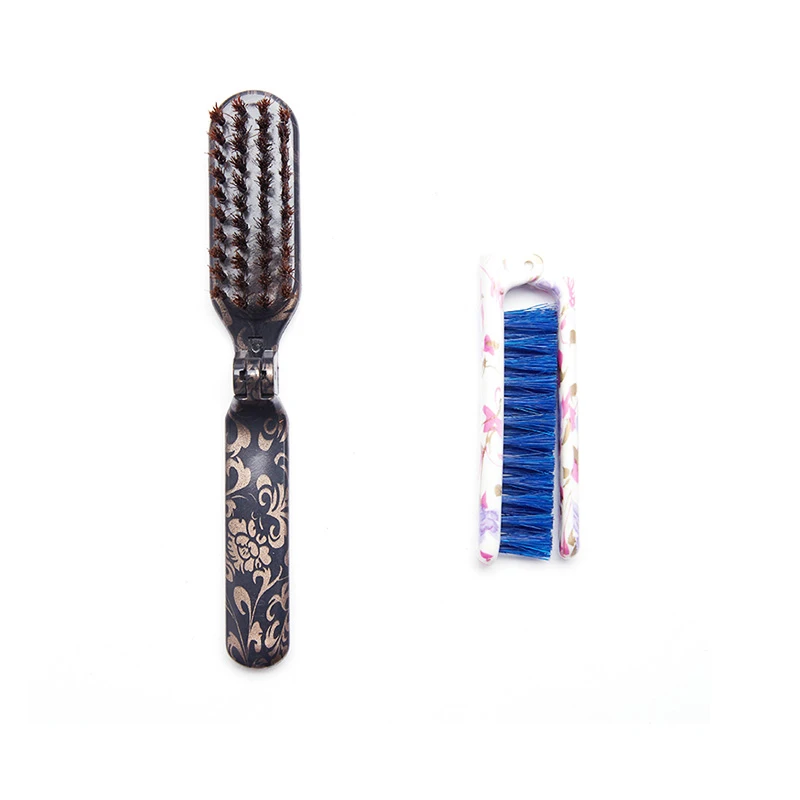 Cepillo de pelo plegable de color personalizado con cerdas de jabal&iacute; naturales