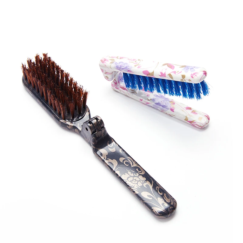 Cepillo de pelo plegable de color personalizado con cerdas de jabal&iacute; naturales