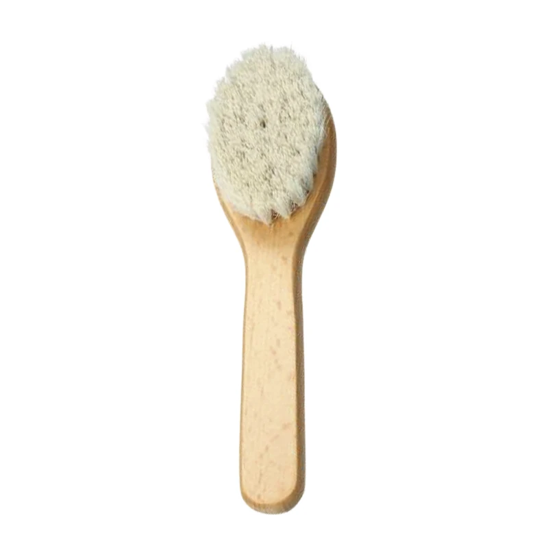 Cepillo suave para beb&eacute; con mango de madera 100% y pelo de cabra