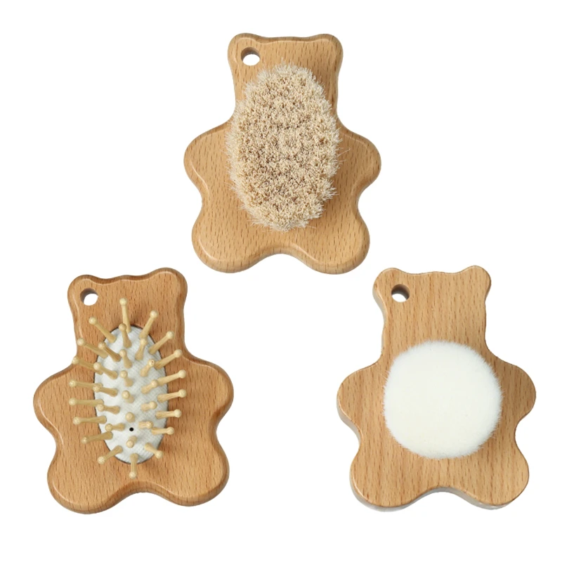 Set de 3 cepillos para beb&eacute; con forma de osito