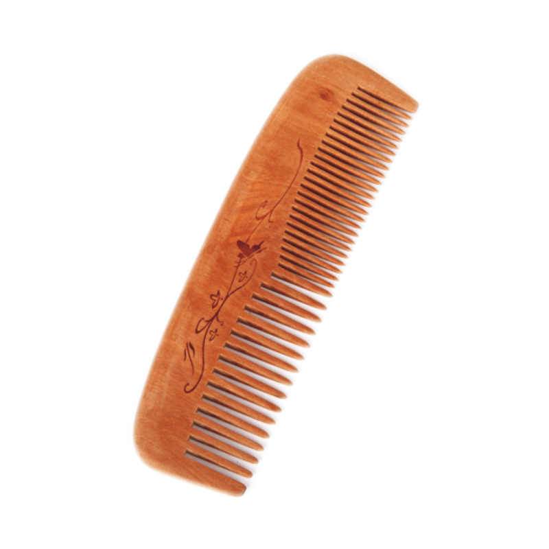 Peine de madera de dientes finos y anchos con grabado personalizado