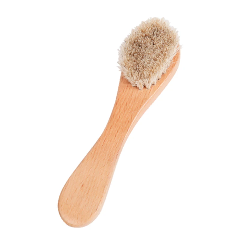 Cepillo facial 100% con mango de madera de pelo de caballo para venta al por mayor