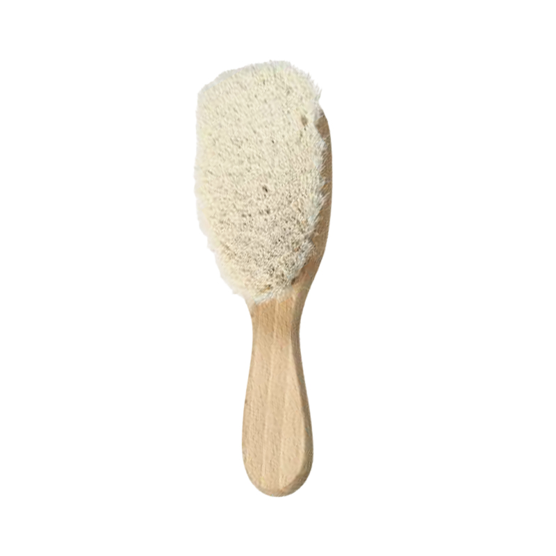 Cepillo para beb&eacute; de madera natural con pelo suave de fibra de ma&iacute;z