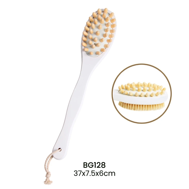 Cepillo corporal de madera de doble cara con p&uacute;as de masaje.