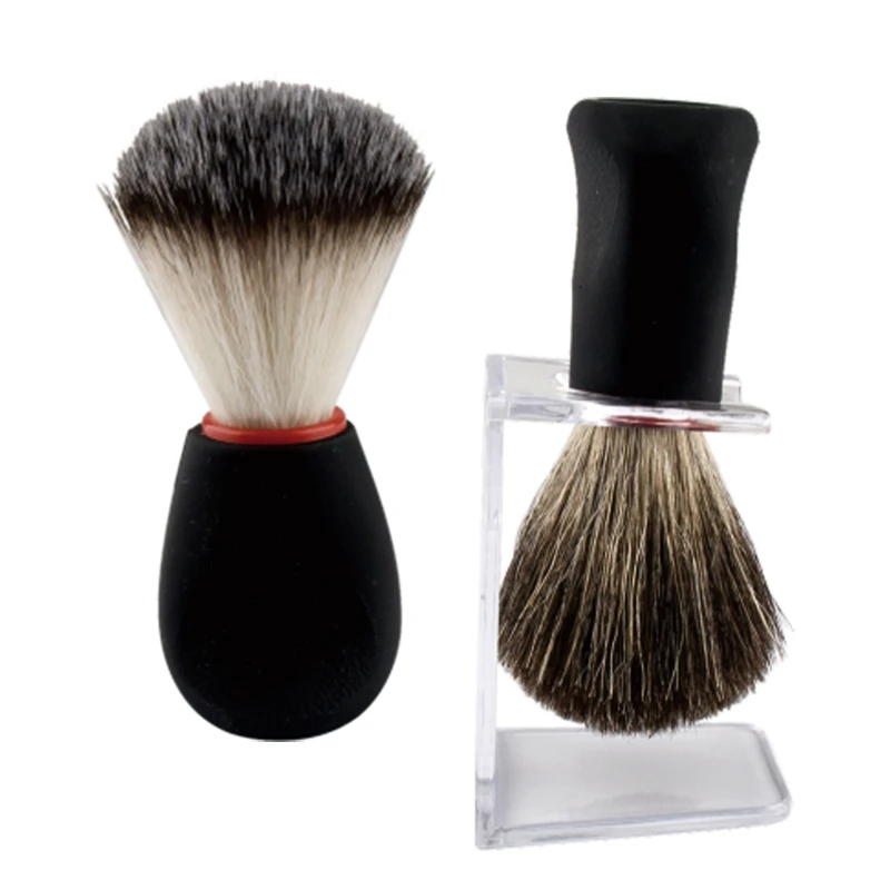 Brocha de afeitar con soporte colgante de pl&aacute;stico para barber&iacute;a
