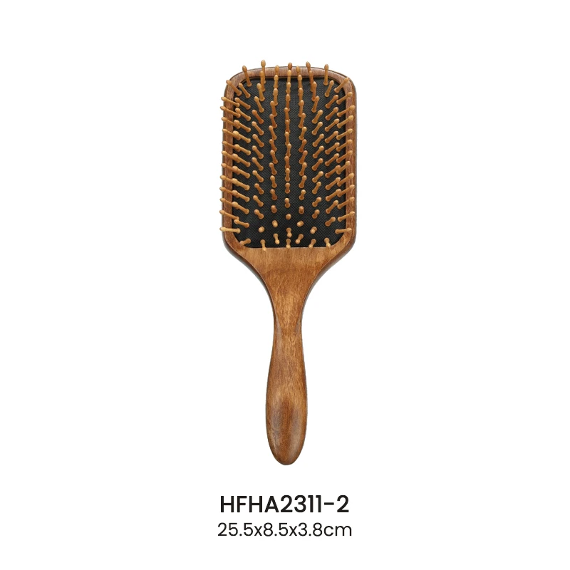 Cepillo de paletas de madera de haya te&ntilde;ido color oscuro
