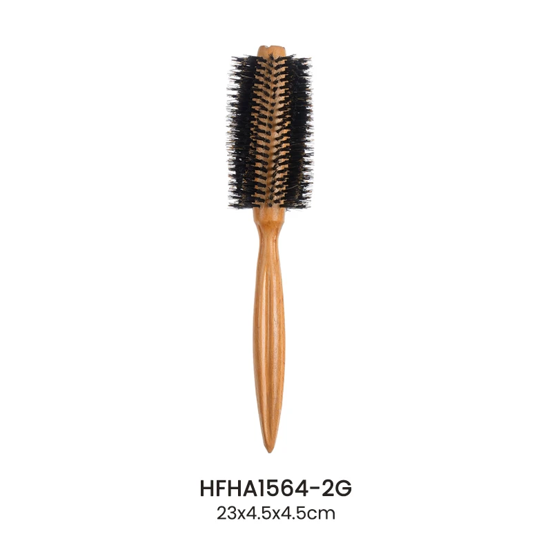 Cepillo de peinado redondo de madera de haya con cerdas en espiral