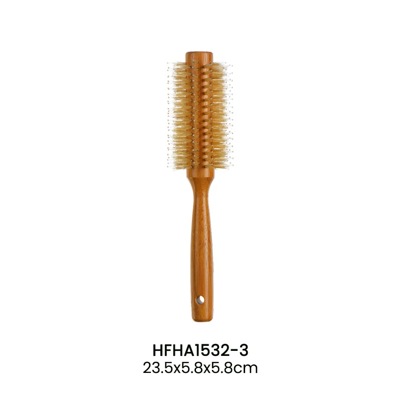 Cepillo de peinado redondo de bamb&uacute; con mango ergon&oacute;mico
