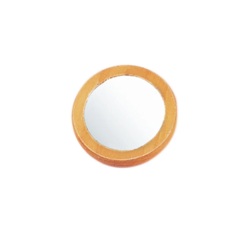 Espejo de maquillaje mini circular de madera 100% natural