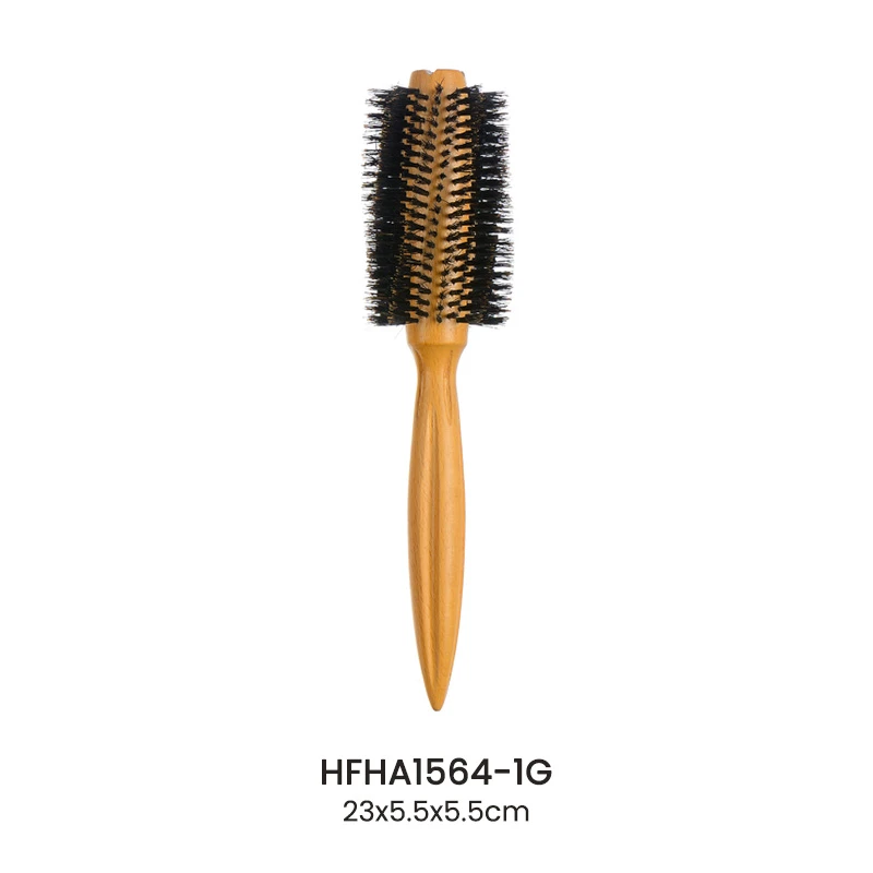 Cepillo de peinado redondo de madera de haya con cerdas en espiral