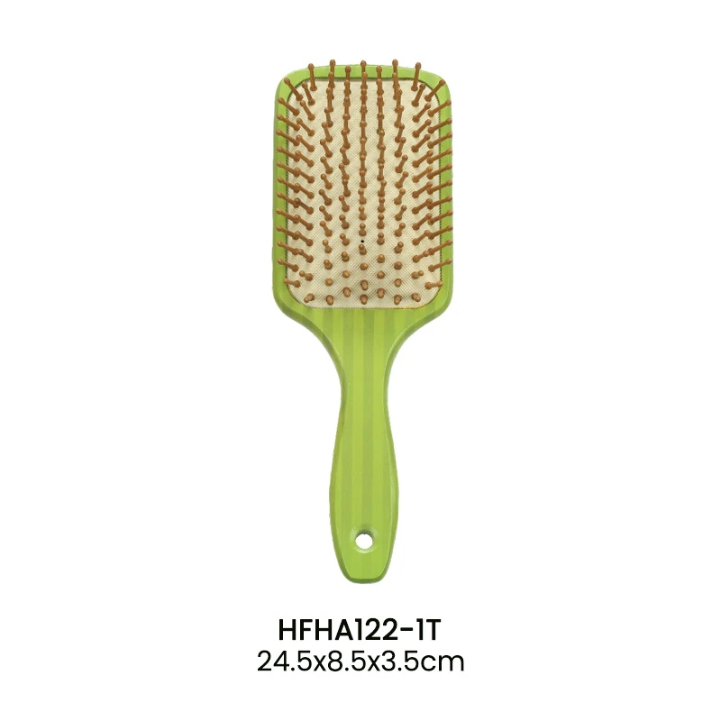Juego de cepillos para el cabello 100 % bamb&uacute; de dos tonos a rayas verdes con diferentes cerdas