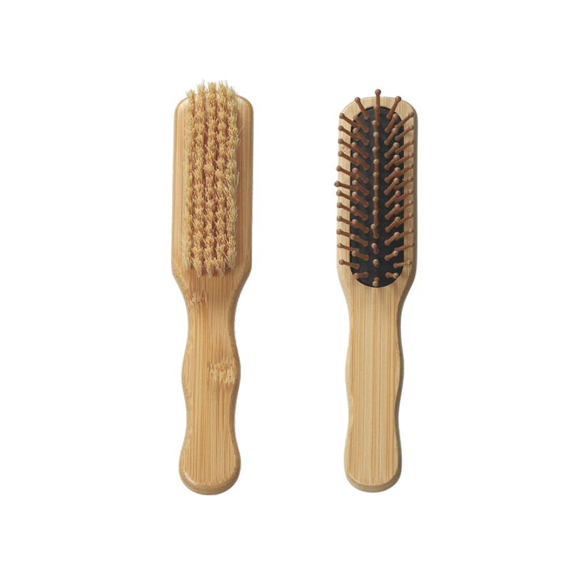 Cepillo para el cabello con mango ondulado de bamb&uacute; 100% natural