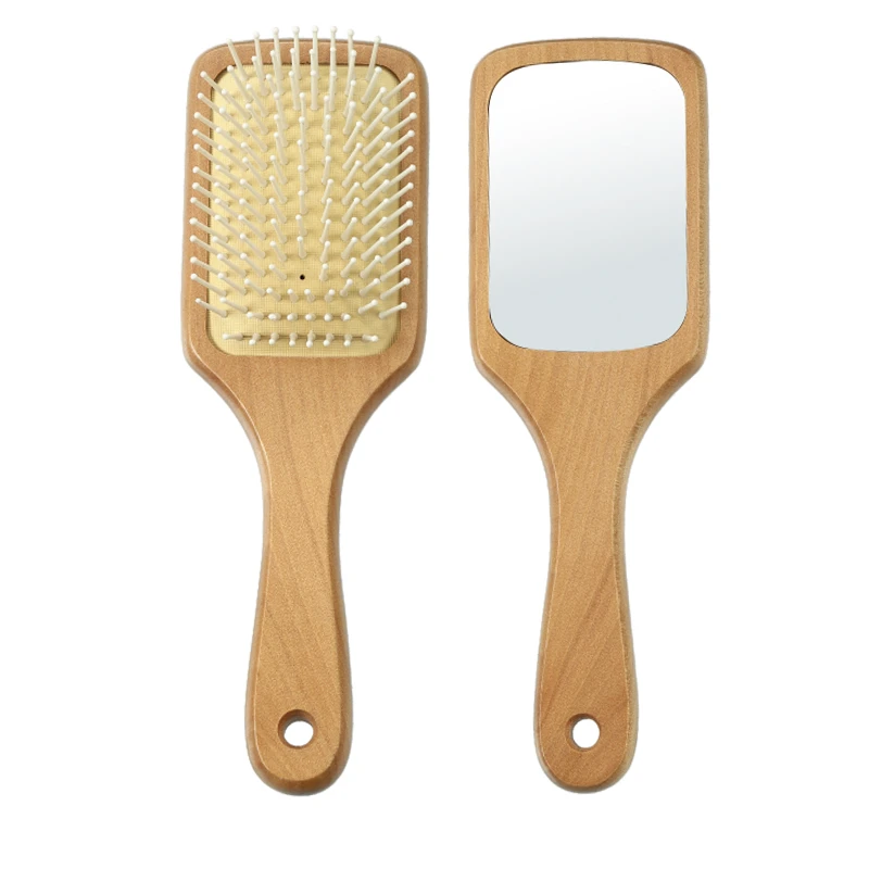 Cepillo profesional de paleta de madera de 2 caras con espejo