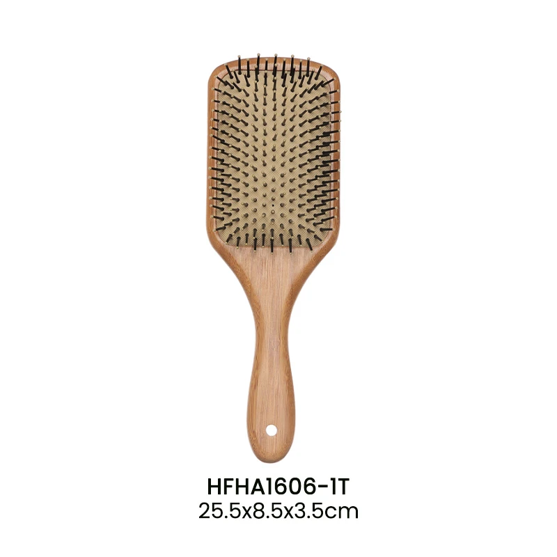 Juego de cepillos de pelo de paleta de bamb&uacute; OEM con pasadores de masaje de nailon