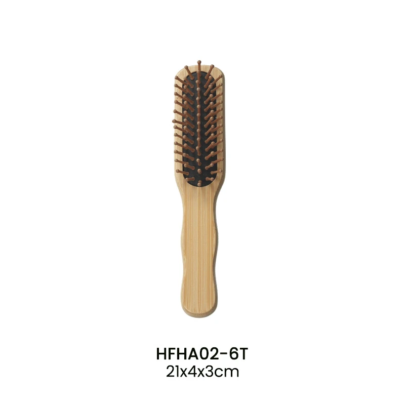 Cepillo para el cabello con mango ondulado de bamb&uacute; 100% natural