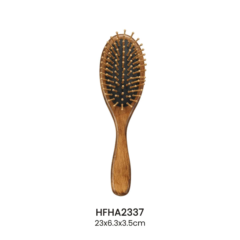 Cepillo de pelo de paleta ovalado de madera de haya te&ntilde;ido oscuro