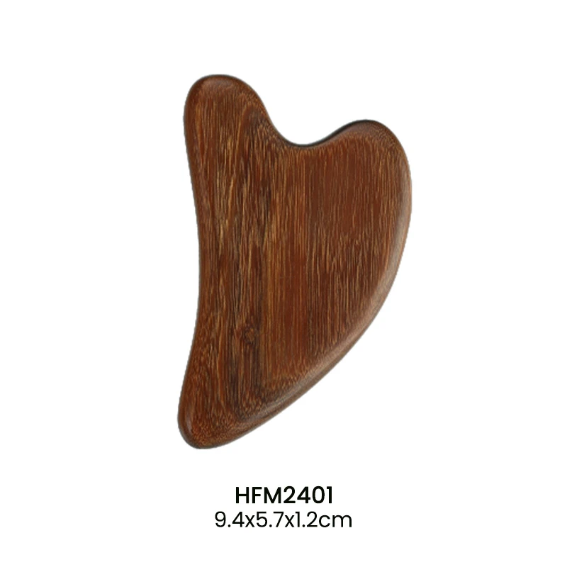 Herramienta de masaje Gua Sha personalizada con forma de coraz&oacute;n de madera