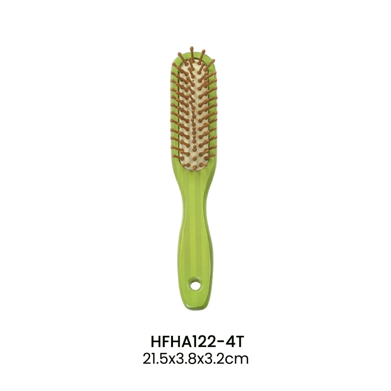 Juego de cepillos para el cabello 100 % bamb&uacute; de dos tonos a rayas verdes con diferentes cerdas