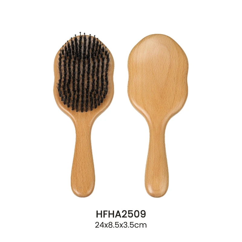 Lindo cepillo para el cabello para el cuidado del cuero cabelludo de madera de haya de calabaza