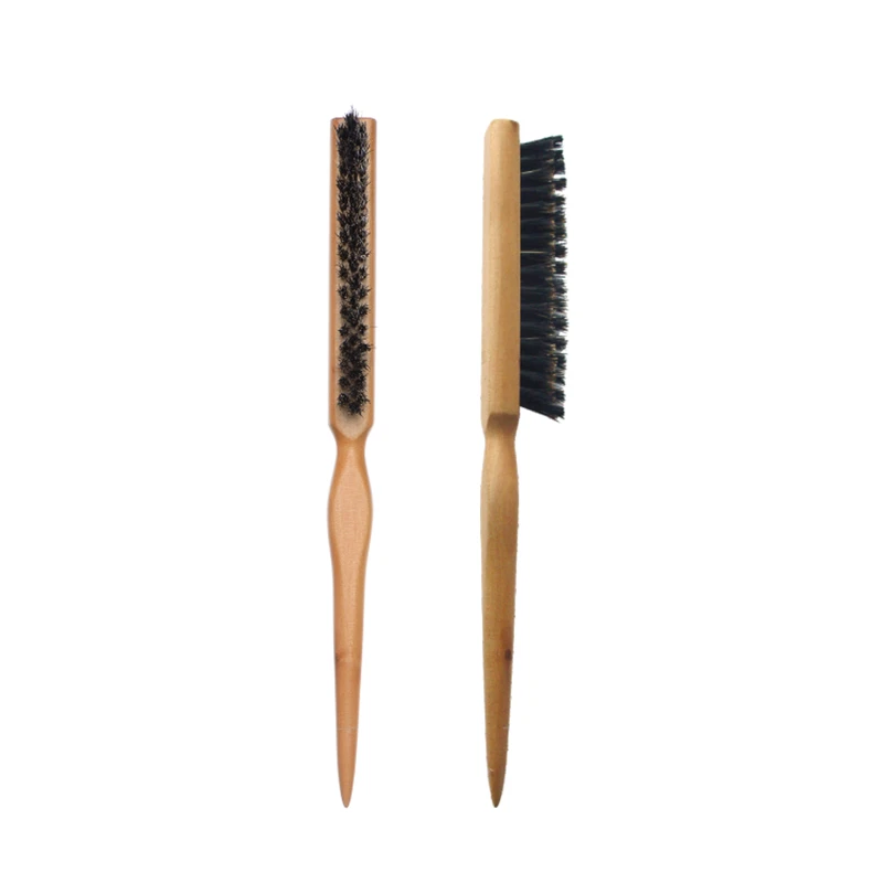 Peine de cola de madera con cerdas para la raya y peinado del cabello