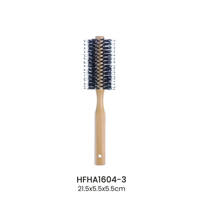 Cepillo de pelo redondo de madera de cerdas mixtas personalizado