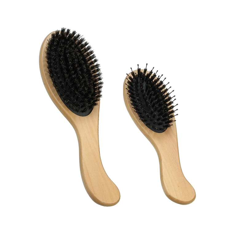 Cepillo de pelo ergon&oacute;mico de madera Schima Superba con mango curvo