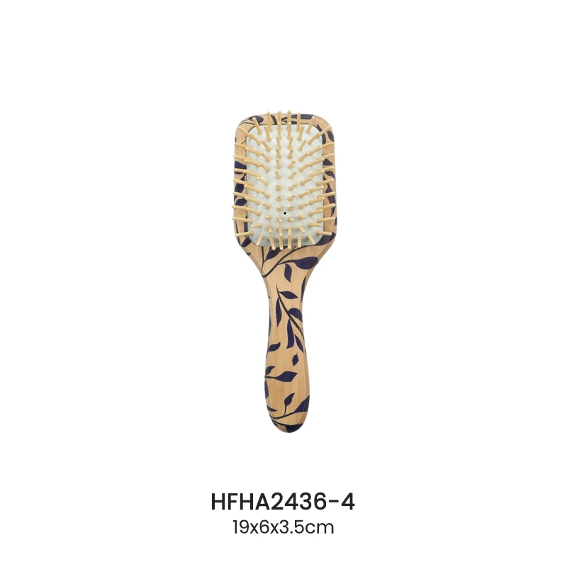 Cepillo de aire con estampado de hojas y alfileres de madera para masajes