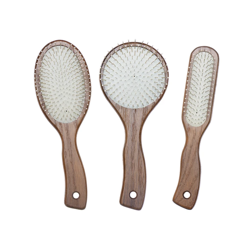 Cepillo de pelo ergon&oacute;mico de madera de Ashtree con pasadores de nailon para venta al por mayor