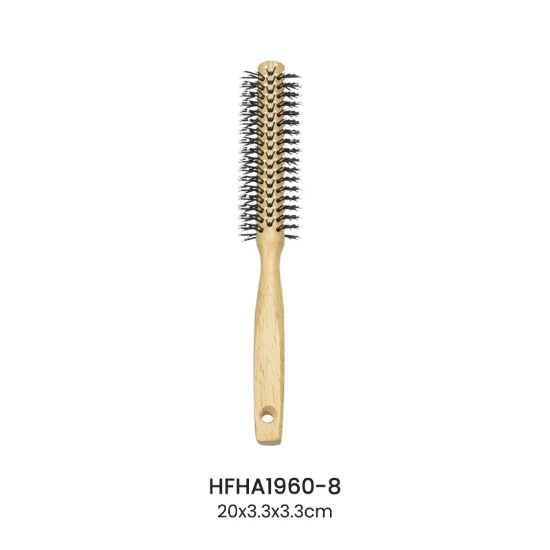 Cepillo para el cabello con rodillo cil&iacute;ndrico de caucho, madera y nailon