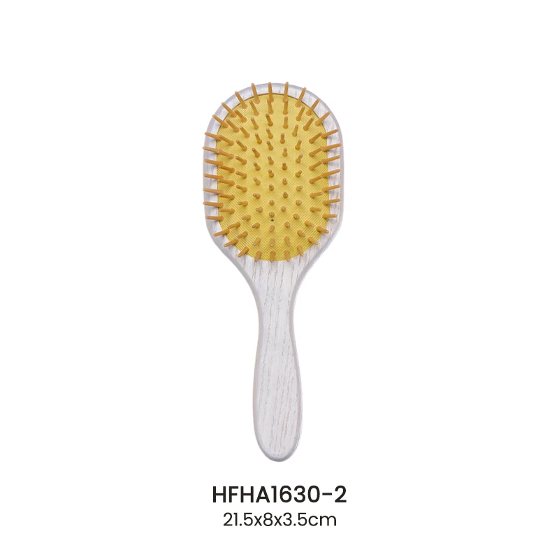 Cepillo para el cabello de madera de fresno pintado de blanco con pasadores de madera