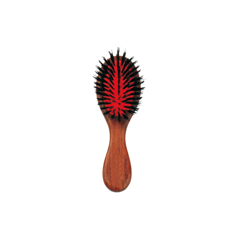 Cepillo para el cabello mini personalizado con cerdas de jabal&iacute; de madera de nogal