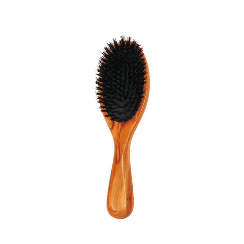 Cepillo para el pelo con cerdas naturales de jabal&iacute; de madera de olivo preciosa