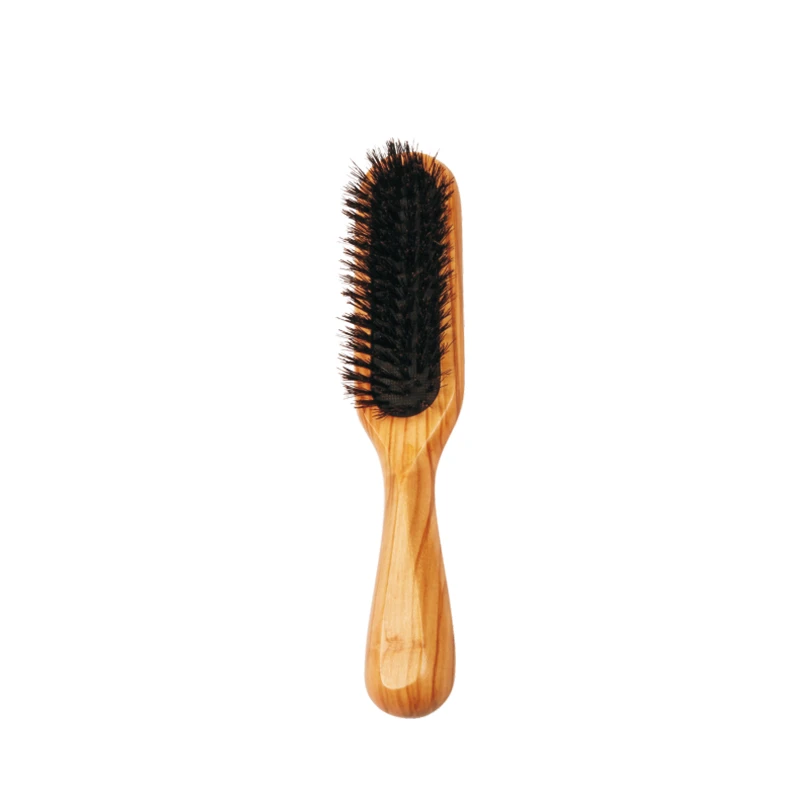 Logotipo personalizado del cepillo de pelo con cerdas de jabal&iacute; de madera de olivo