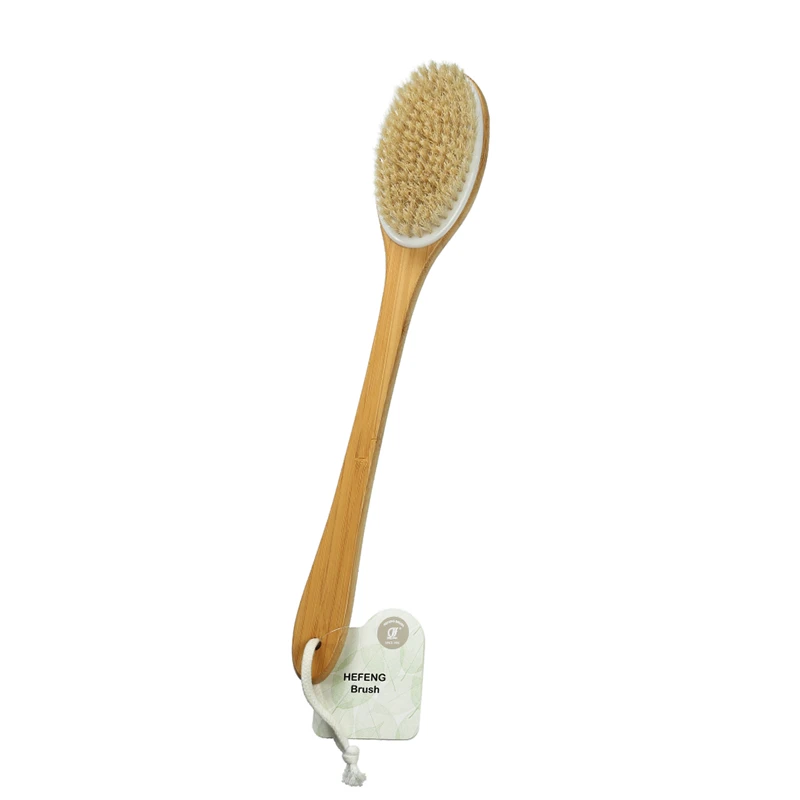 Cepillo de ba&ntilde;o de bamb&uacute; con mango largo para exfoliaci&oacute;n
