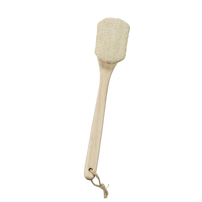 Cepillo para el cuerpo con mango largo de madera de lufa natural