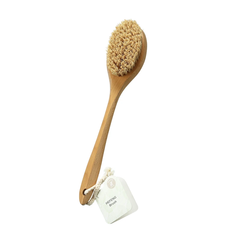 Cepillo para el cuerpo de madera con punta de cu&ntilde;a natural con cerdas de jabal&iacute;