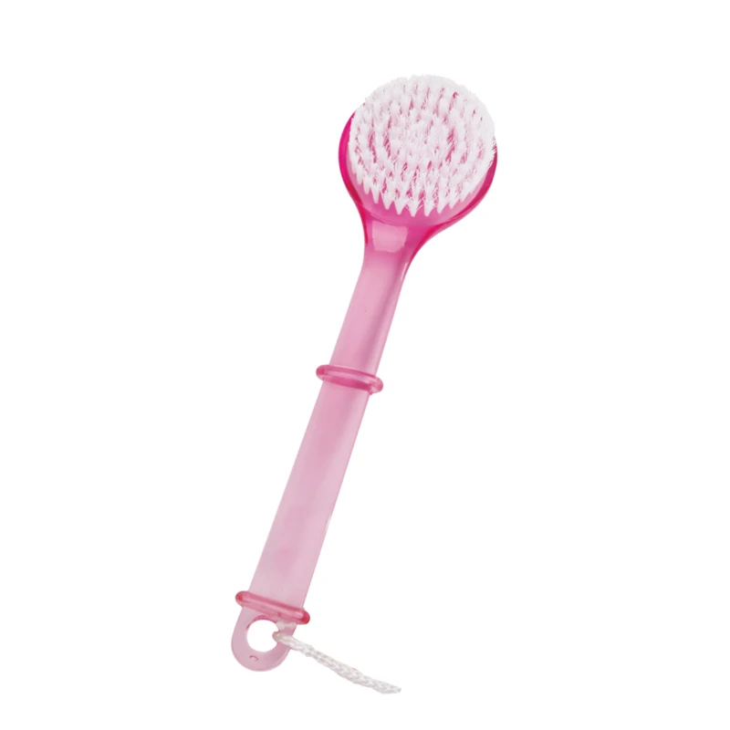 Cepillo corporal de pl&aacute;stico transparente rosa con cerdas de nailon